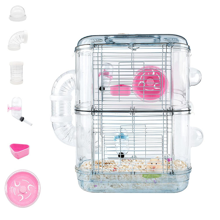 Pink castle hamster on sale cage